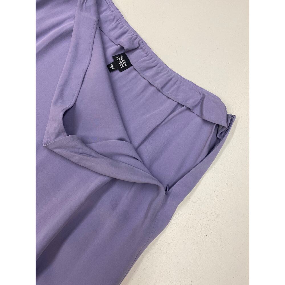 VTG Eileen Fisher 100% silk lavender 2-piece button jacket coat skirt set suit L - Picture 6 of 7